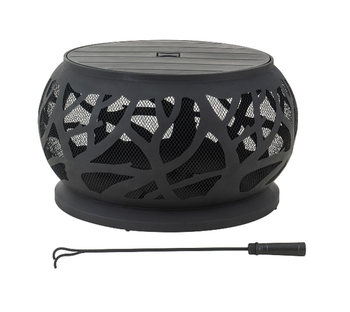 Elmsley Iron Outdoor Fire Pit – Black Metal Patio Garden Furniture - Metal Designers Gallery - India